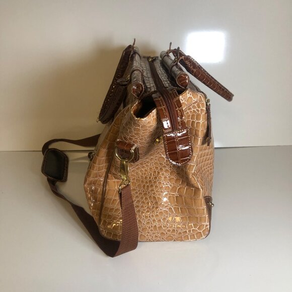Samantha Brown Faux Crocodile Embossed Dowel Travel Tote Bag Work Weekender - Picture 3 of 9
